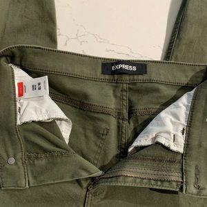Express olive denim super skinny high wasted jean